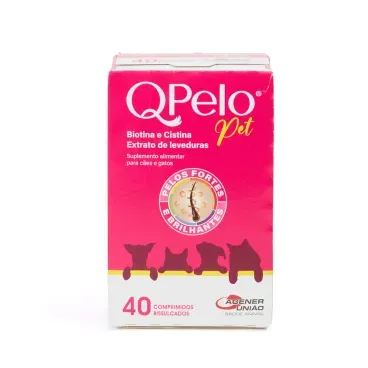 QPelo Pet Suplemento Alimentar para Caes e Gatos 40 comp